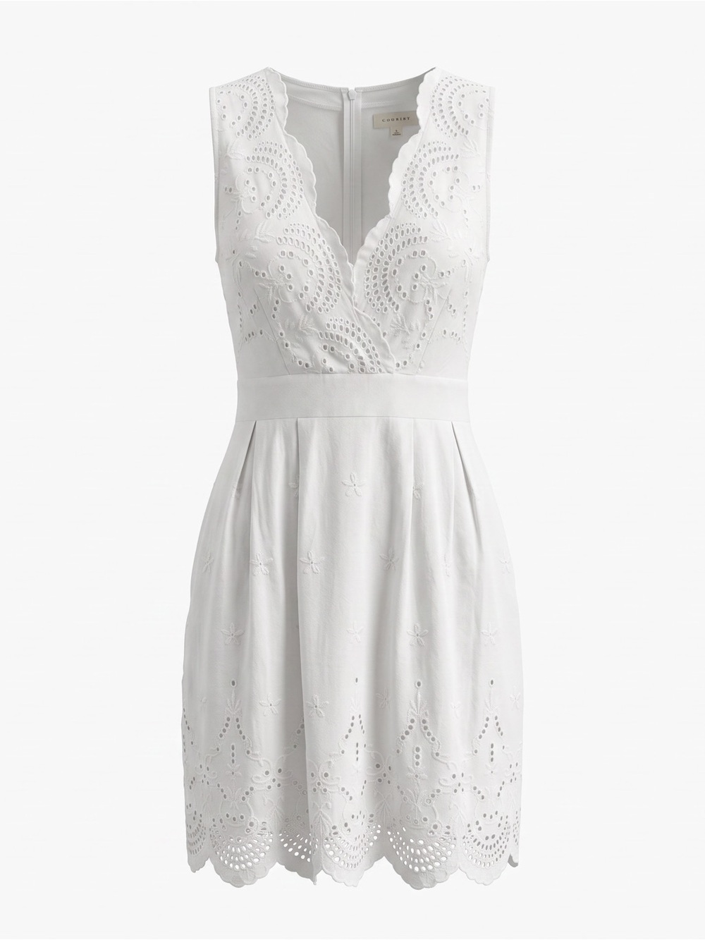 Promesa White Eyelet V‑Neck Sleeveless Dress